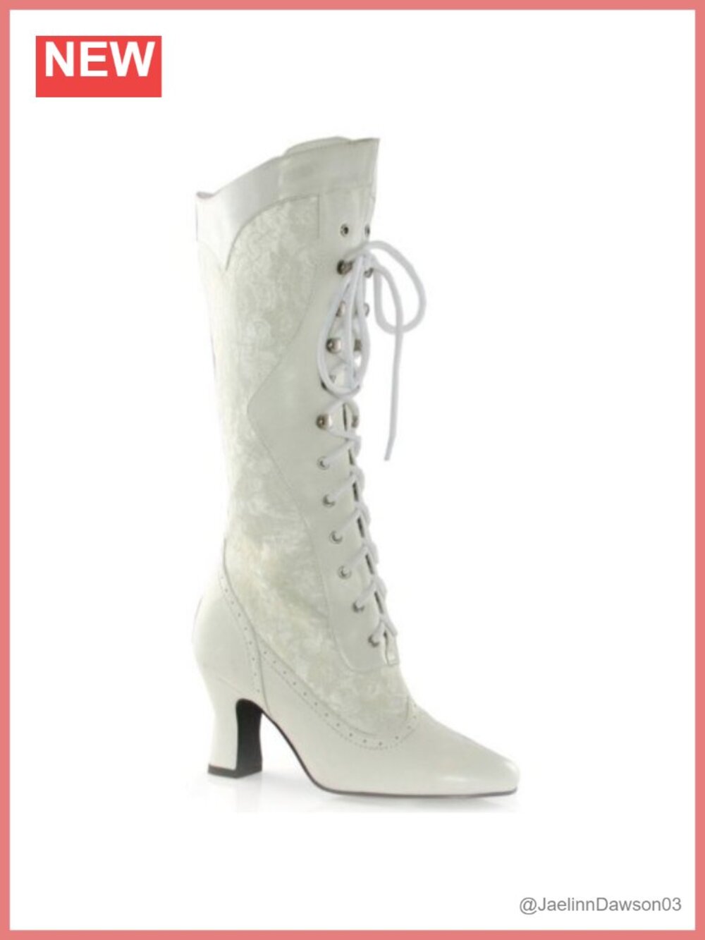 Lace Overlay Victorian Bootie Heeled Lace-Up Boot